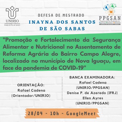 Defesa de mestrado Inayna dos Santos