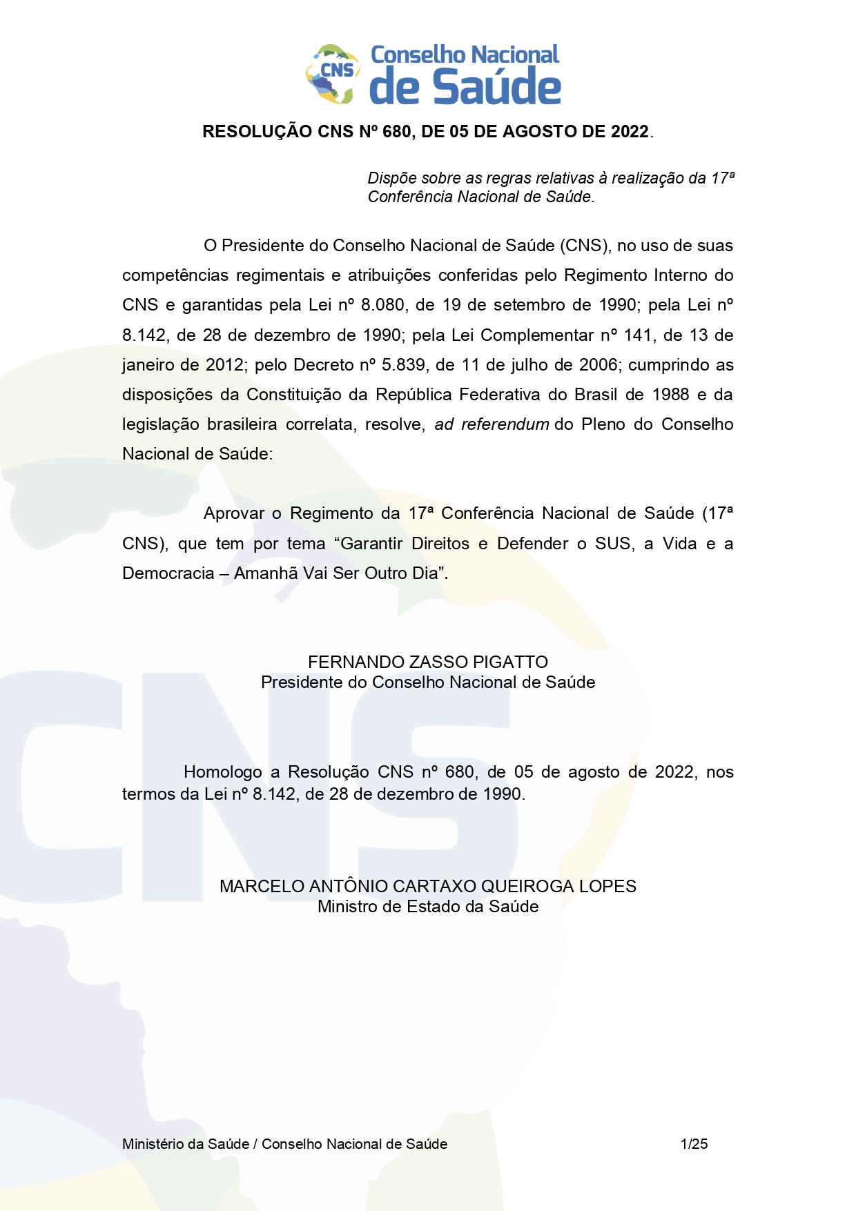 17ª CONFERÊNCIA NACIONAL DE SAÚDE