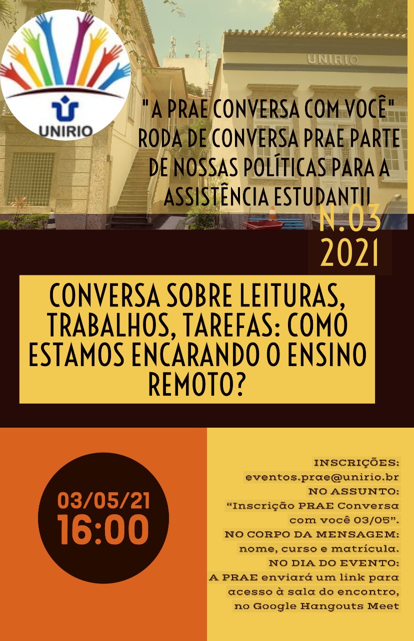 PRAE convida para a 3ª Roda de Conversa hoje, às 16h