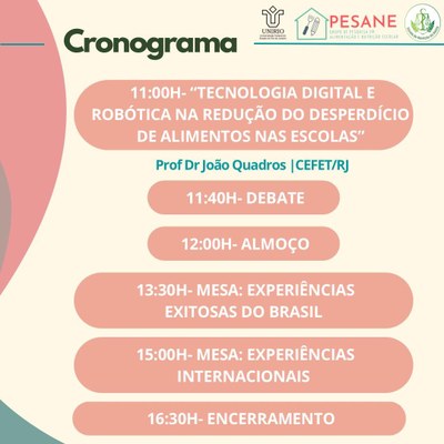 Cronograma fim 1º encontro internacional sustentabilidade