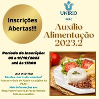 PRAE anuncia edital para o Auxílio Alimentação 2023.2