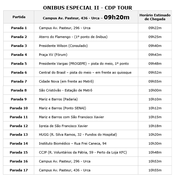 Horário Intercampi SIA B