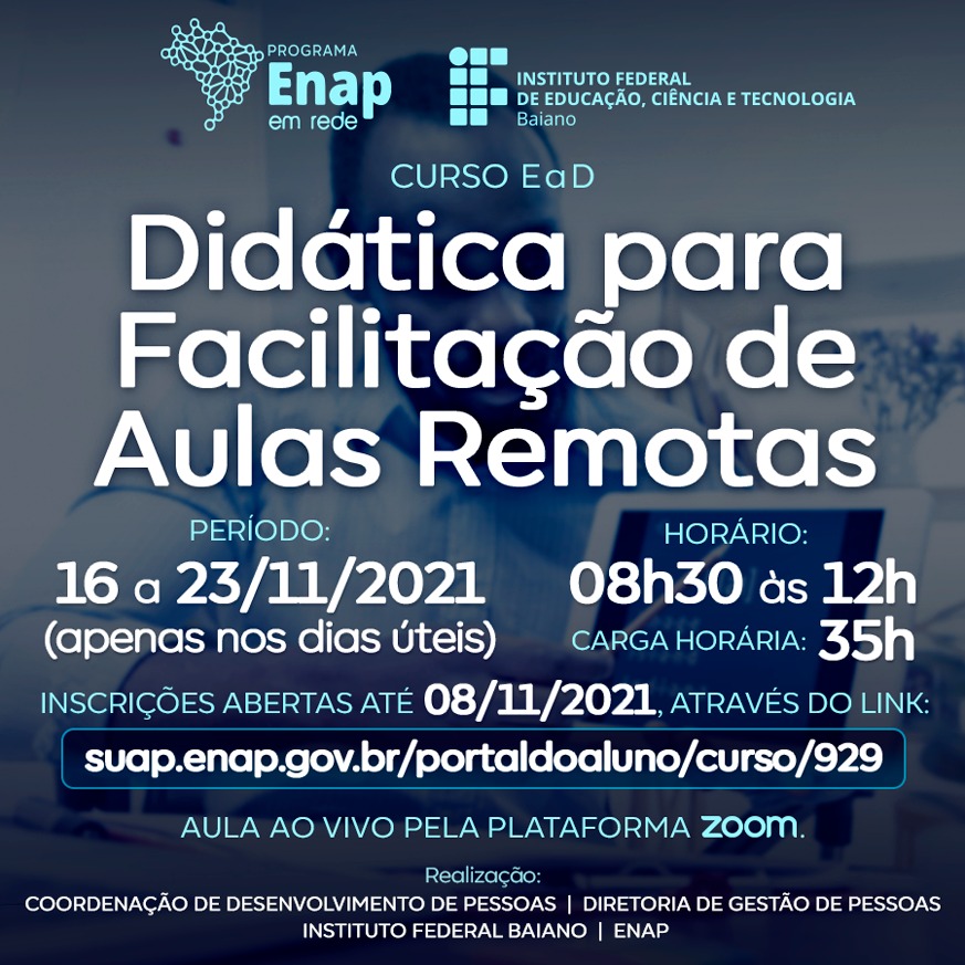 Enap oferece curso de Didática para Facilitação de Aulas Remotas