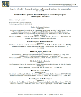 Identidade de gênero: Desconstruções e reconstruções para abordagens na saúde