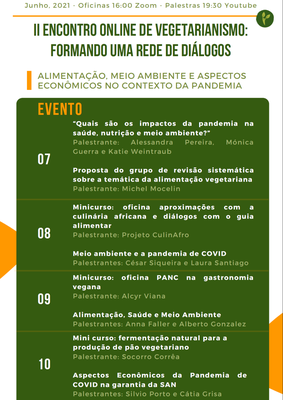 Evento Online Vegetarianismo 7 a 10 de junho 2021