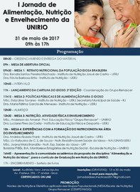 'I Jornada de Alimentação, Nutrição e Envelhecimento da UNIRIO' acontece nesta quarta-feira, dia 31 de maio