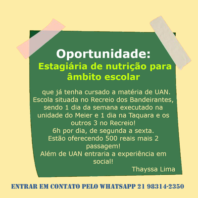Oportunidade Estágio: âmbito Escolar