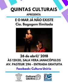 Espetáculo teatral ‘E o mar já não existe’ é atração do projeto Quintas Culturais
