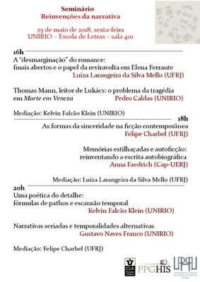 Programação do dia 25