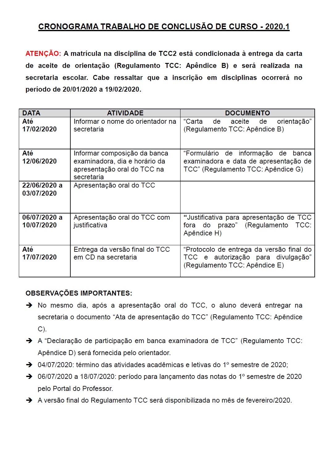 CRONOGRAMA TCC - 2020.1