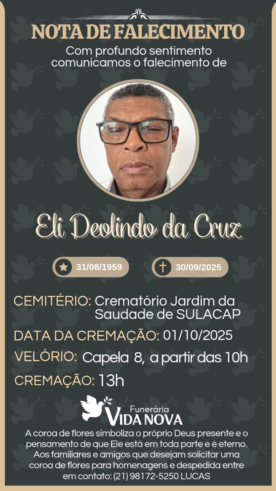 Nota de pesar: professor Eli Deolindo