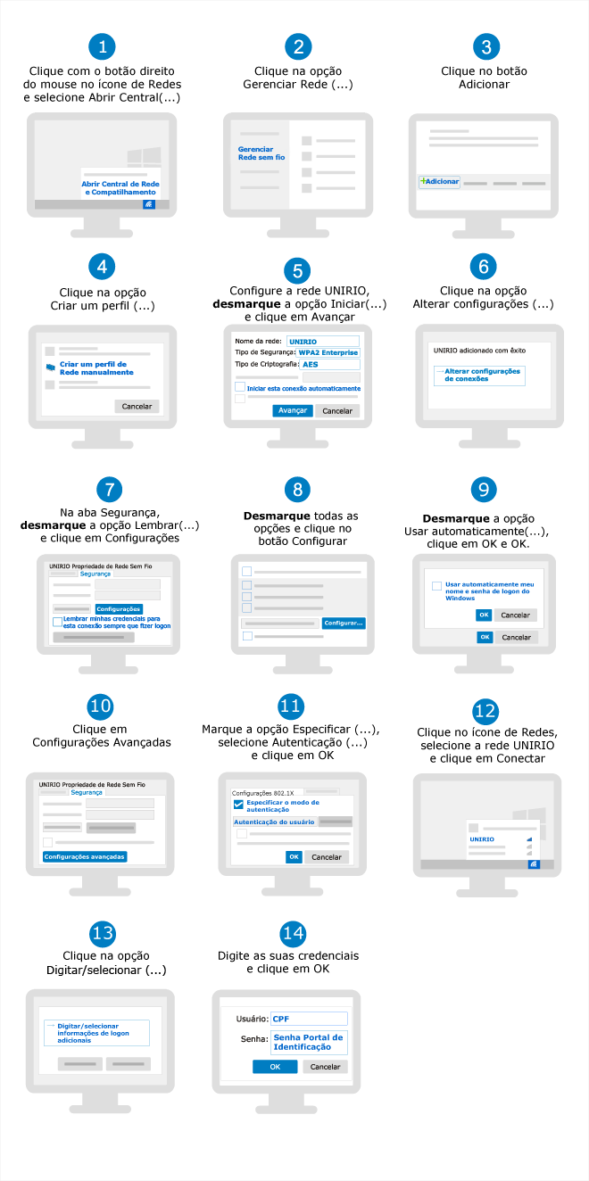 Telas de configuração do Windows 7