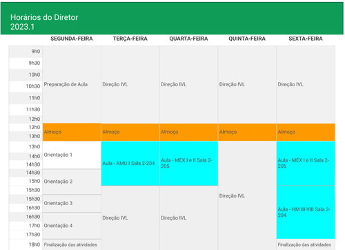 Horários do diretor 2023.1