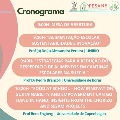 Cronograma início 1º encontro internacional sustentabilidade