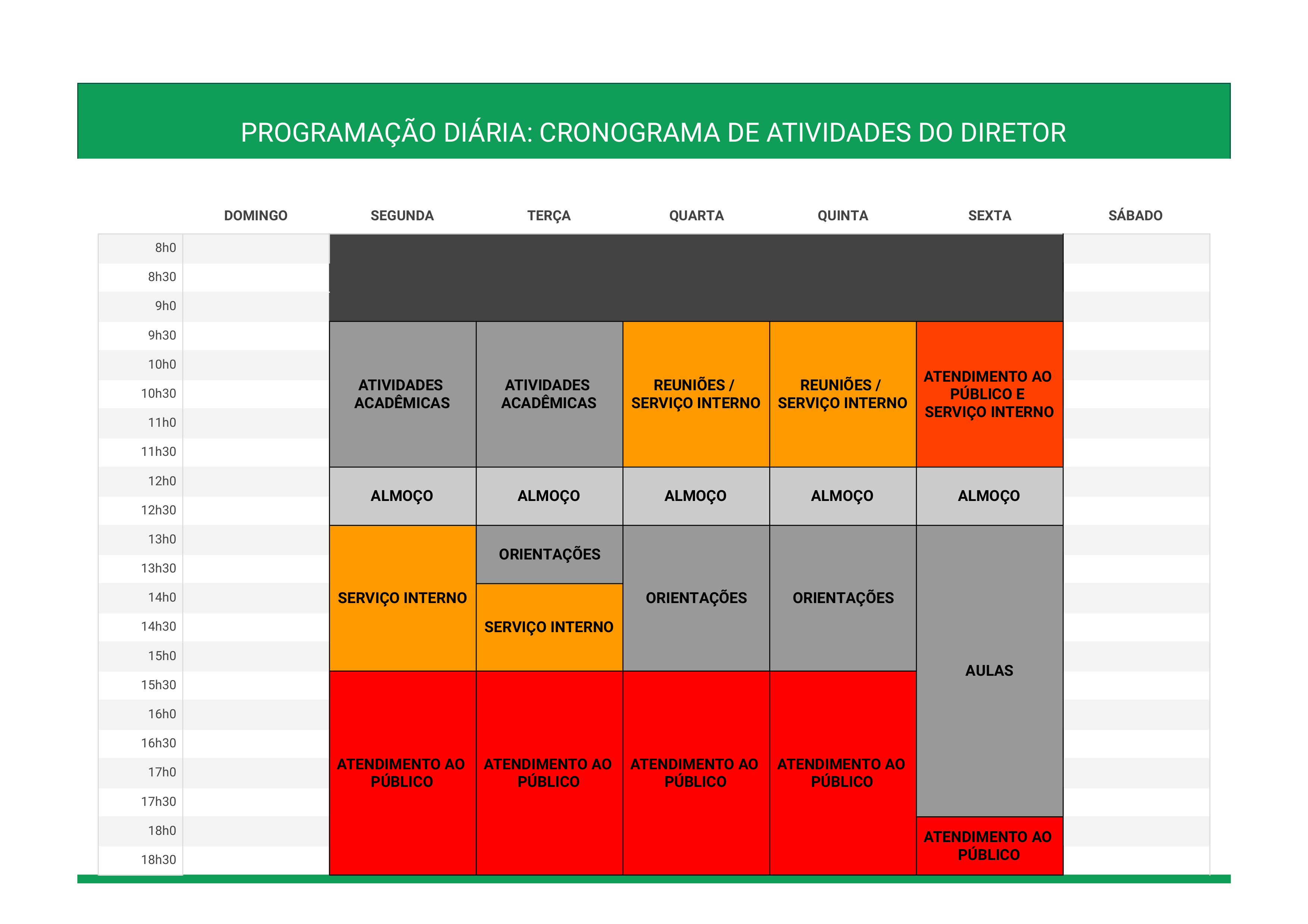 Cronograma de Atividades do DIretor