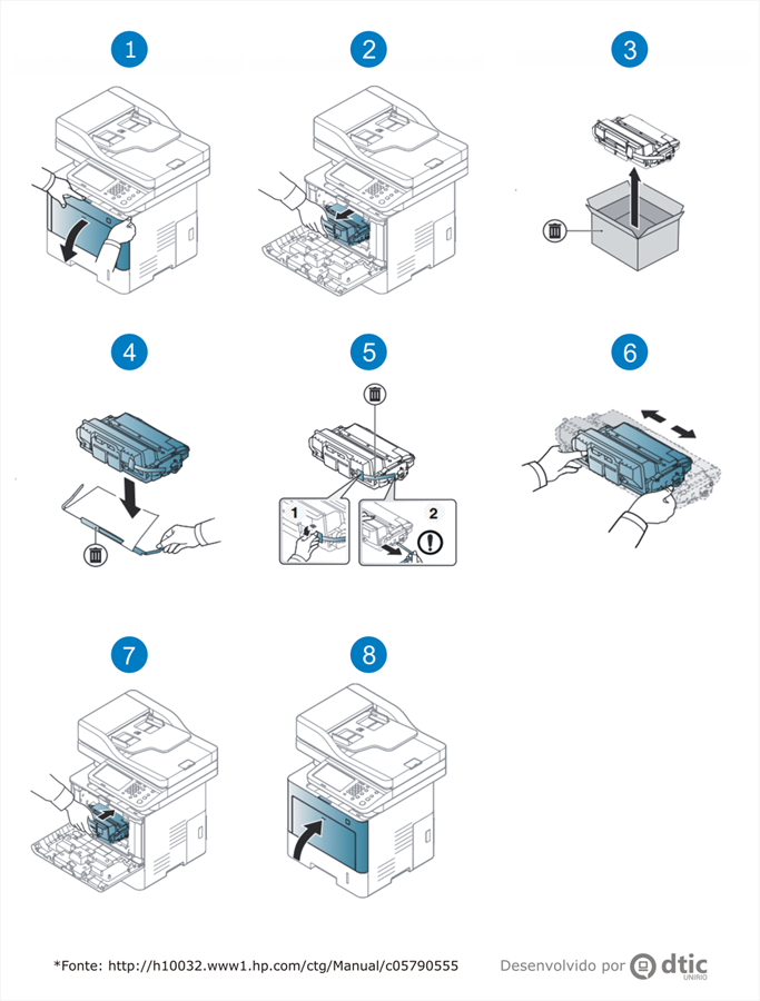 manual com passo a passo de troca de cartucho