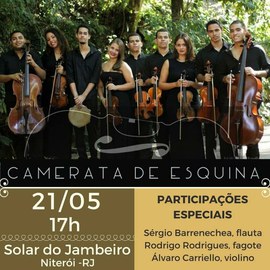 Projeto Música Itinerante da UNIRIO  promove recital com o grupo Camerata de Esquina, no dia 21 de maio