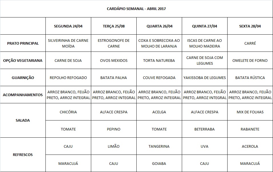 cardápio 24 a 28-04-17