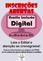 PRAE informa: Edital para o Auxílio Inclusão Digital