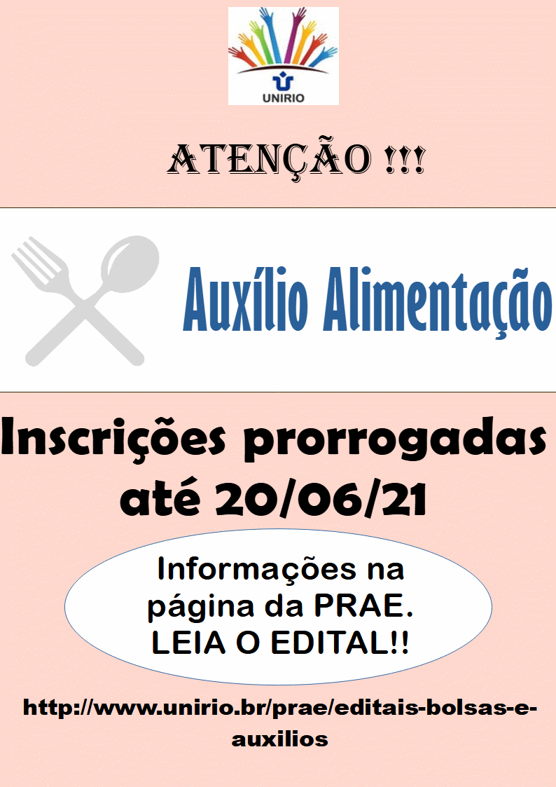 PRAE informa: prorrogação das inscrições para o Edital do Auxílio Alimentação