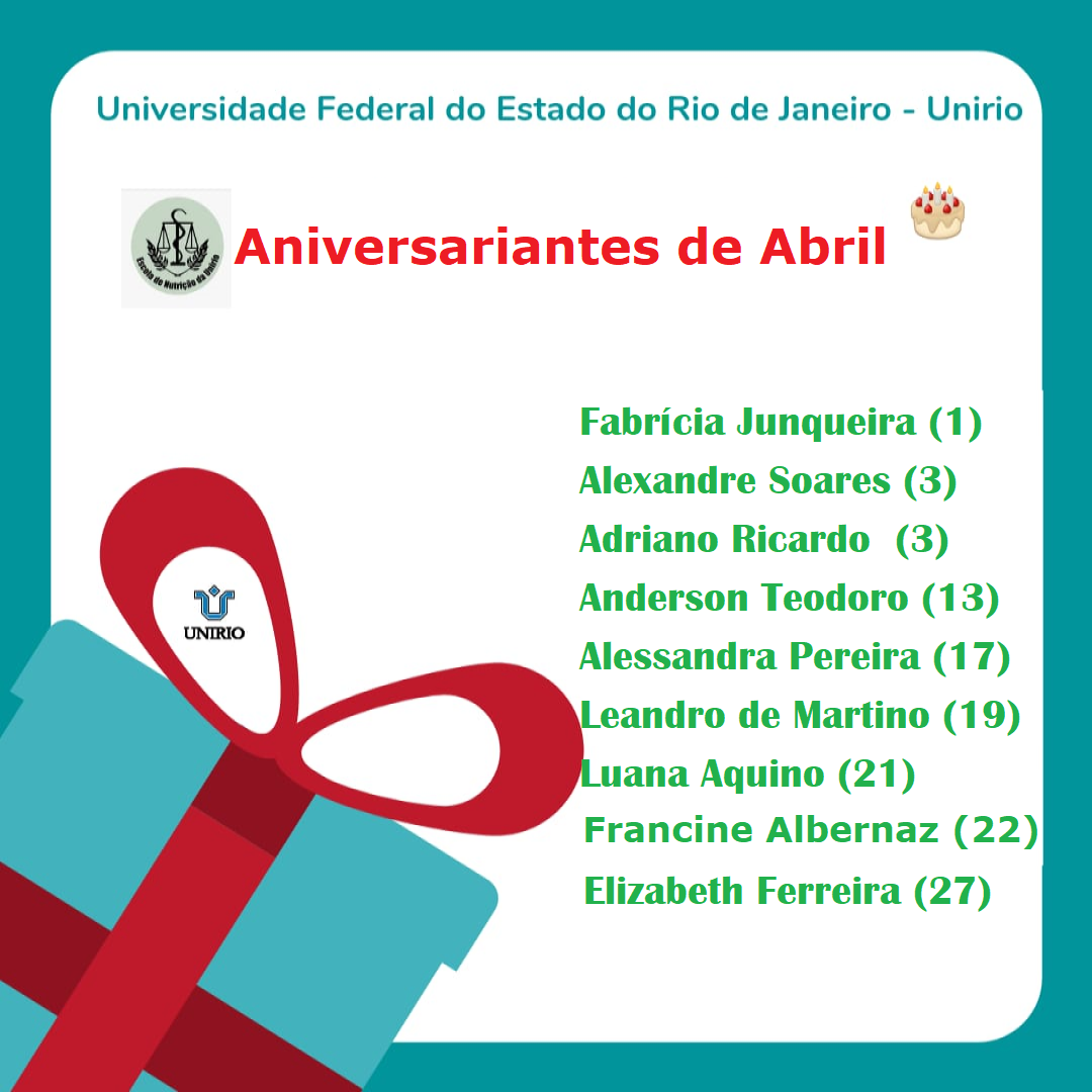 Aniversariantes mês de abril