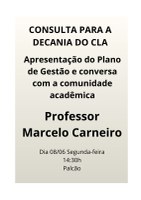 Consulta CLA: apresentação de propostas para a Decania do CLA