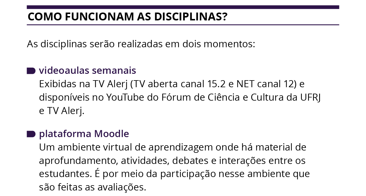 como funcionam as disciplinas