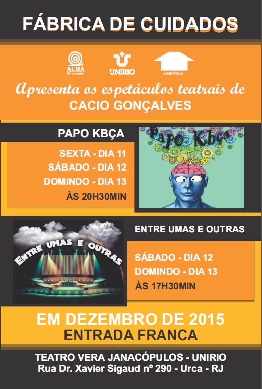 Panfleto dos espetáculos 'Papo Kbça' e 'Entre Umas e Outras'