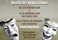 Fábrica de Cuidados oferece curso livre de teatro: inscrições começam nesta segunda-feira, dia 21 Fábrica de Cuidados oferece curso livre de teatro: inscrições começam nesta segunda-feira, dia 21