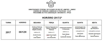 Horário 2017/2° semestre