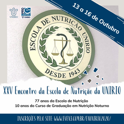 Evento - XXV Encontro da Escola de Nutrição de 13 a 16 de outubro de 2020