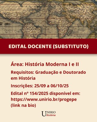 Concurso substituto História Moderna 2025 Concurso substituto História Moderna 2025