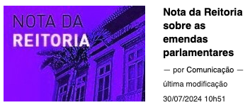 NOta da reitoria emendas parlamentares