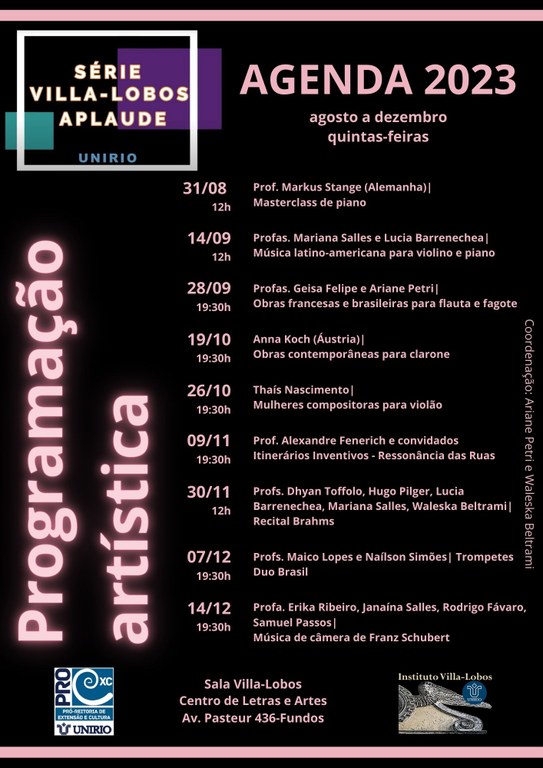 VILLA-LOBOS APLAUDE PROGRAMACAO 2023 VILLA-LOBOS APLAUDE PROGRAMACAO 2023