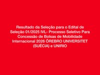 Publicado o Resultado da Seleção para Mobilidade Internacional ÖREBRO UNIVERSITET e UNIRIO