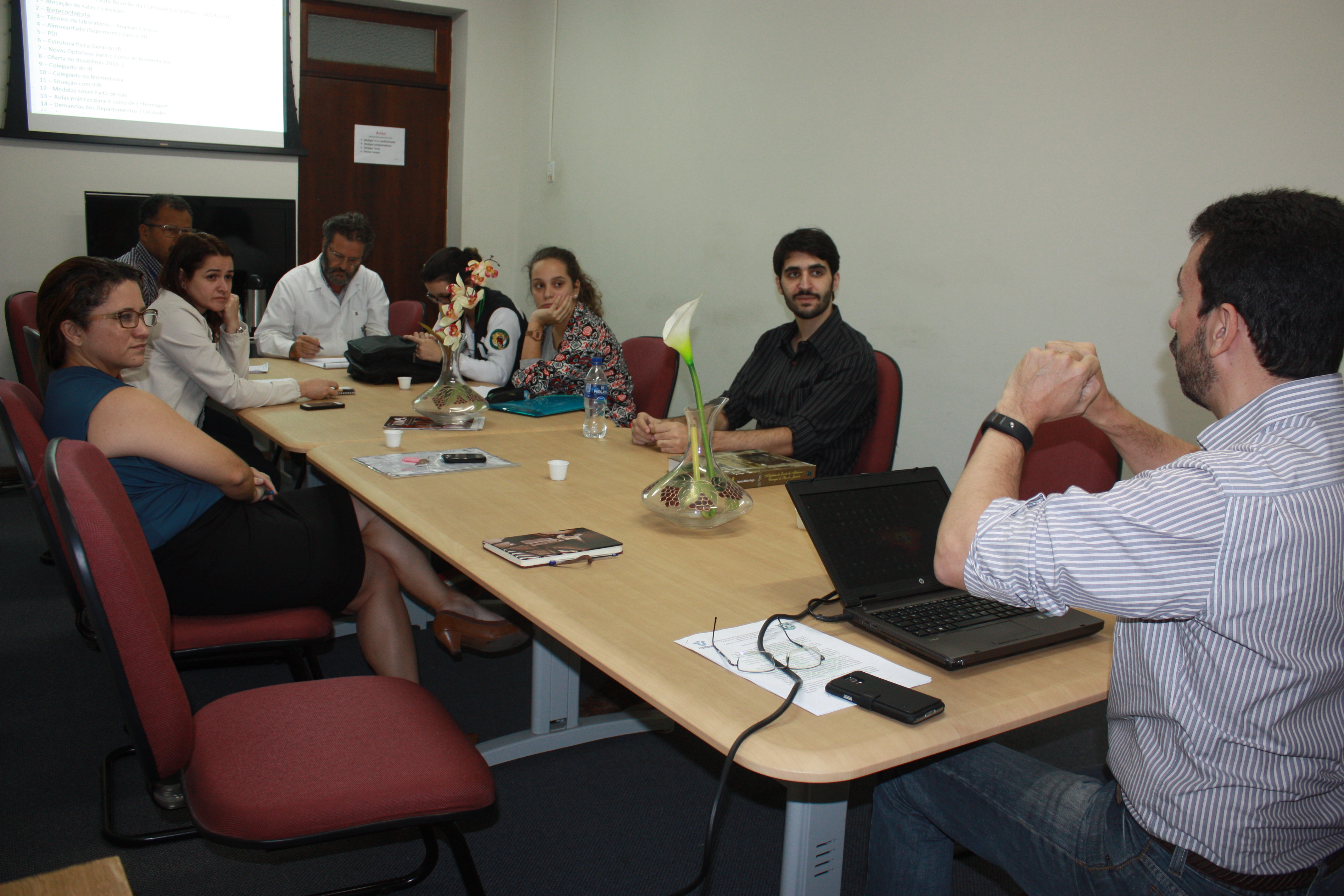 Diretor e Chefes de departamento conversam sobre diversos aspectos do Instituto em reunião da Comissão Consultiva do IB