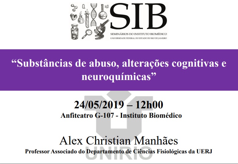 Próxima edição do Seminários do IB irá tratar sobre as alterações cognitivas causadas pelas substâncias de abuso