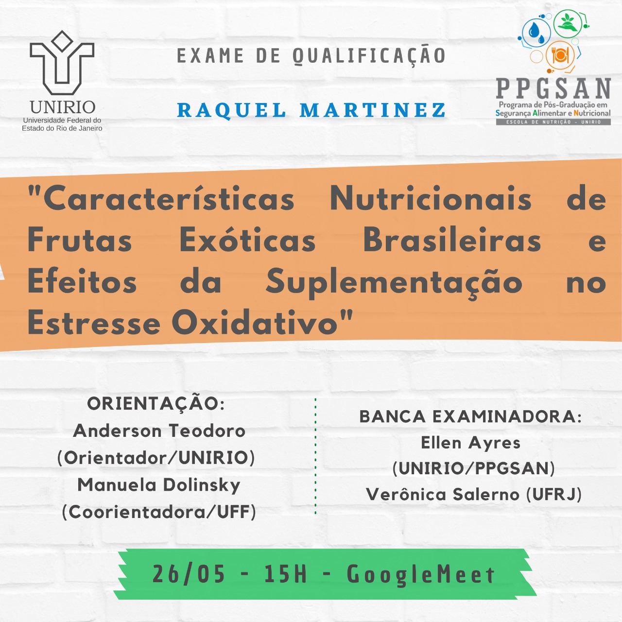 Qualificação da mestranda Raquel Martinez