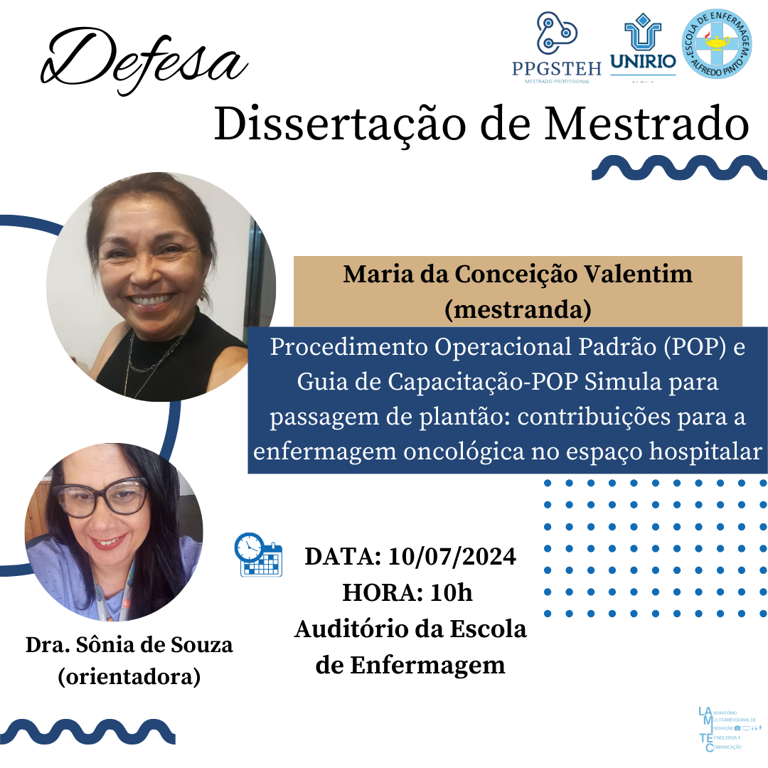 Defesa de produto da mestranda Maria da Conceição Moraes Valentim