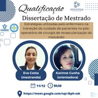 Exame de qualificação da mestranda Eva Natalina Ferreira Costa