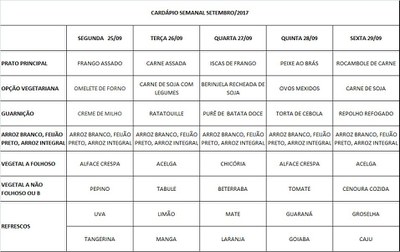 cardápio 25-09 a 29-09-17