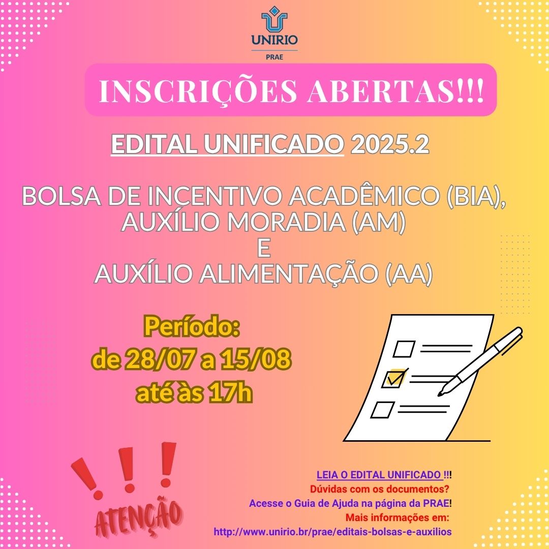 PRAE DIVULGA EDITAL UNIFICADO 2025.2