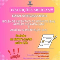 PRAE DIVULGA EDITAL UNIFICADO 2025.2