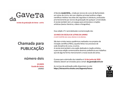 Chamada para publicação - revista daGaveta Chamada para publicação - revista daGaveta
