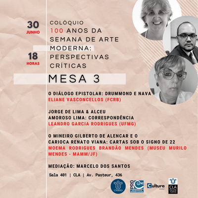 Colóquio 100 anos da Semana de Arte Moderna - Mesa 3 Colóquio 100 anos da Semana de Arte Moderna - Mesa 3