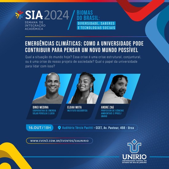 Mesa da SIA 2024 irá debater emergências climáticas e o papel da Universidade