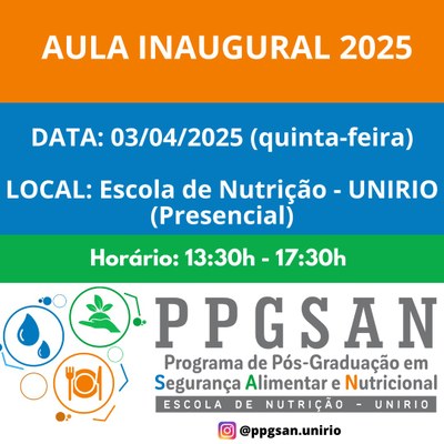 Evento - PPGSAN Aula Inaugural 2025 Evento - PPGSAN Aula Inaugural 2025