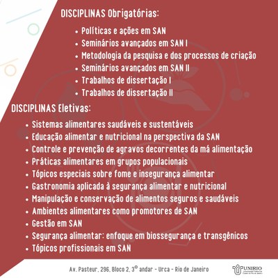 PPGSAN  2021 - Disciplinas Obrigatórias