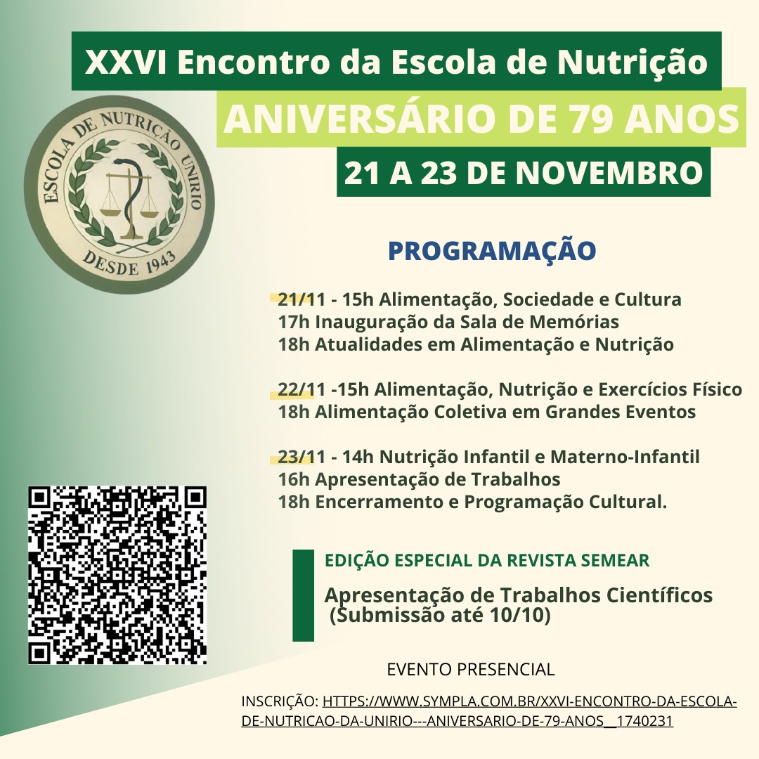 Escola de Nutrição da UNIRIO fará 79 anos